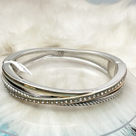 Brighton Neptune's Rings Crystal Gold/Silver Plate Hinged Bangle - Main Image
